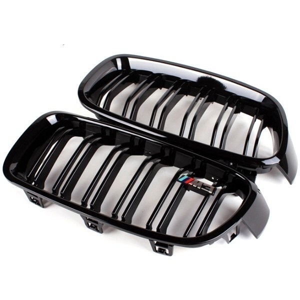 BMW f30 f31 f35 3シリーズ キドニーグリル ダブルフィン Mスポーツ ロゴ 艶有り フロント ブラック 左右セット拍卖