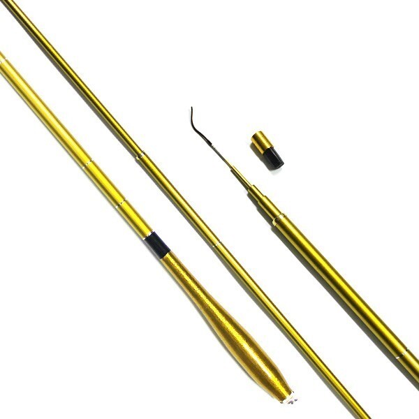 へら竿 ヘラブナ 竿 延べ竿 のべ竿 振出 18尺 5.4m 540 カーボン 高弾性 軽量 細身 ヘラ竿 ゴールド/金色 ハイカーボン釣竿 淡水竿拍卖
