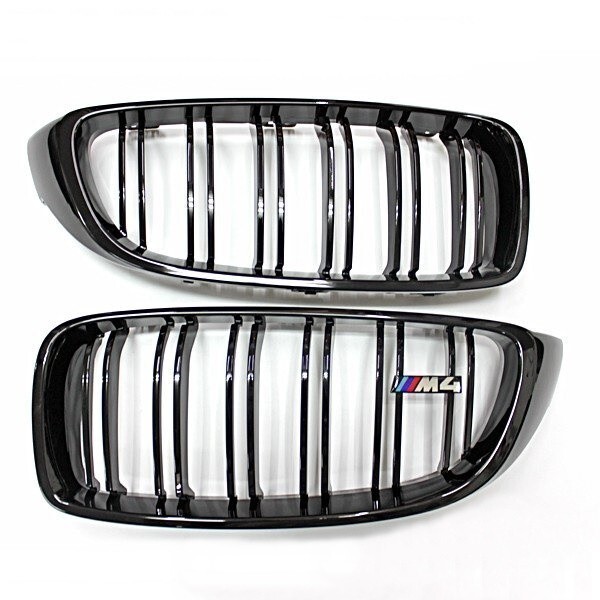 BMW F32 F33 F36 F80 F82 F83 4シリーズ キドニーグリル Mスポーツ M4 ロゴ付き 艶有り フロント グロス ブラック ダブルフィン拍卖