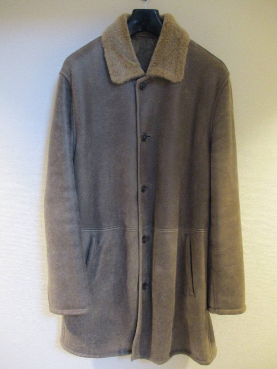 大きい ★ HUGO BOSS ヒューゴボス ラムレザー 羊革毛皮 ムートン コート 52 ブラウン 茶拍卖