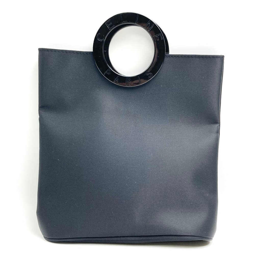 rm) CELINE セリーヌ サークルロゴ ミニバッグ ハンドバッグ ナイロン 黒 ブラック ヴィンテージ ※中古 保管品拍卖
