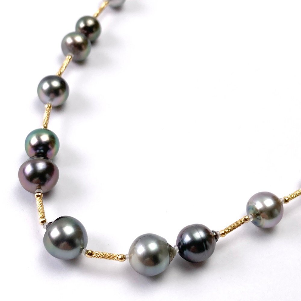 rm) 黒蝶真珠 K18 ネックレス 金 ゴールド 総重量:約 21.2g 長さ:約 39cm 約 7~10mm程 パール アクセサリー ※中古 美品拍卖