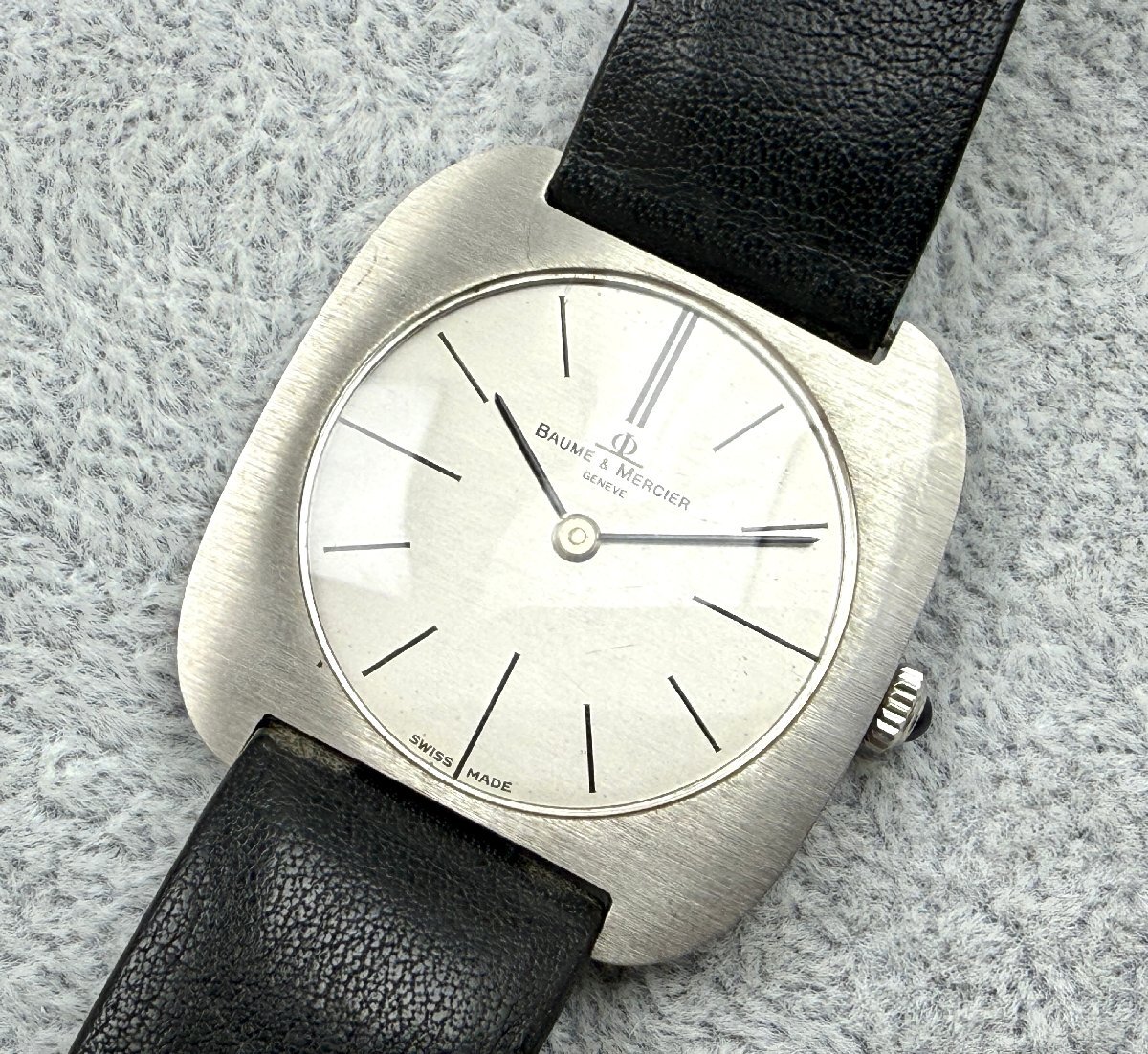 A)1円スタート BAUME&MERCIER ボーム&メルシェ Ref:BM17001 手巻き 腕時計 アンティーク スクエア ヴィンテージ 動作品 現状拍卖