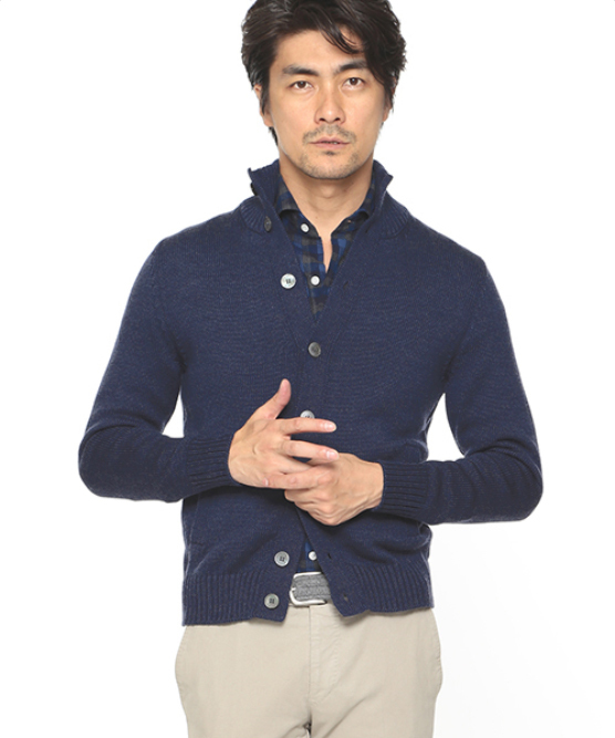 新品 定価6万 2022 ZANONE CHIOTO 5ゲージ スタンドカラーニットカーディガン(ザノーネ キョート セーター拍卖