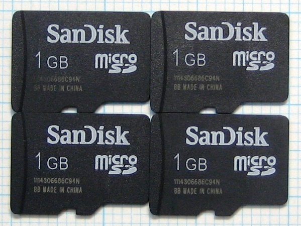 ★SanDisk microSD メモリーカード 1GB 4枚 中古★送料85円・185円拍卖