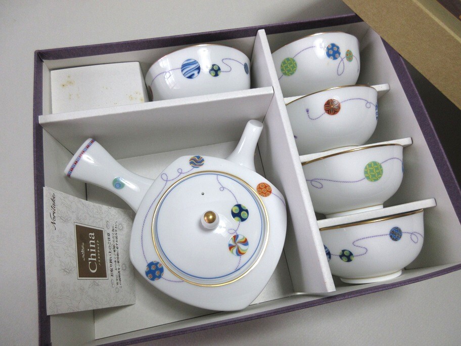 ◆◆乃りたけ 珠維清 茶器揃/急須&湯呑5客 ノリタケ◆◆拍卖