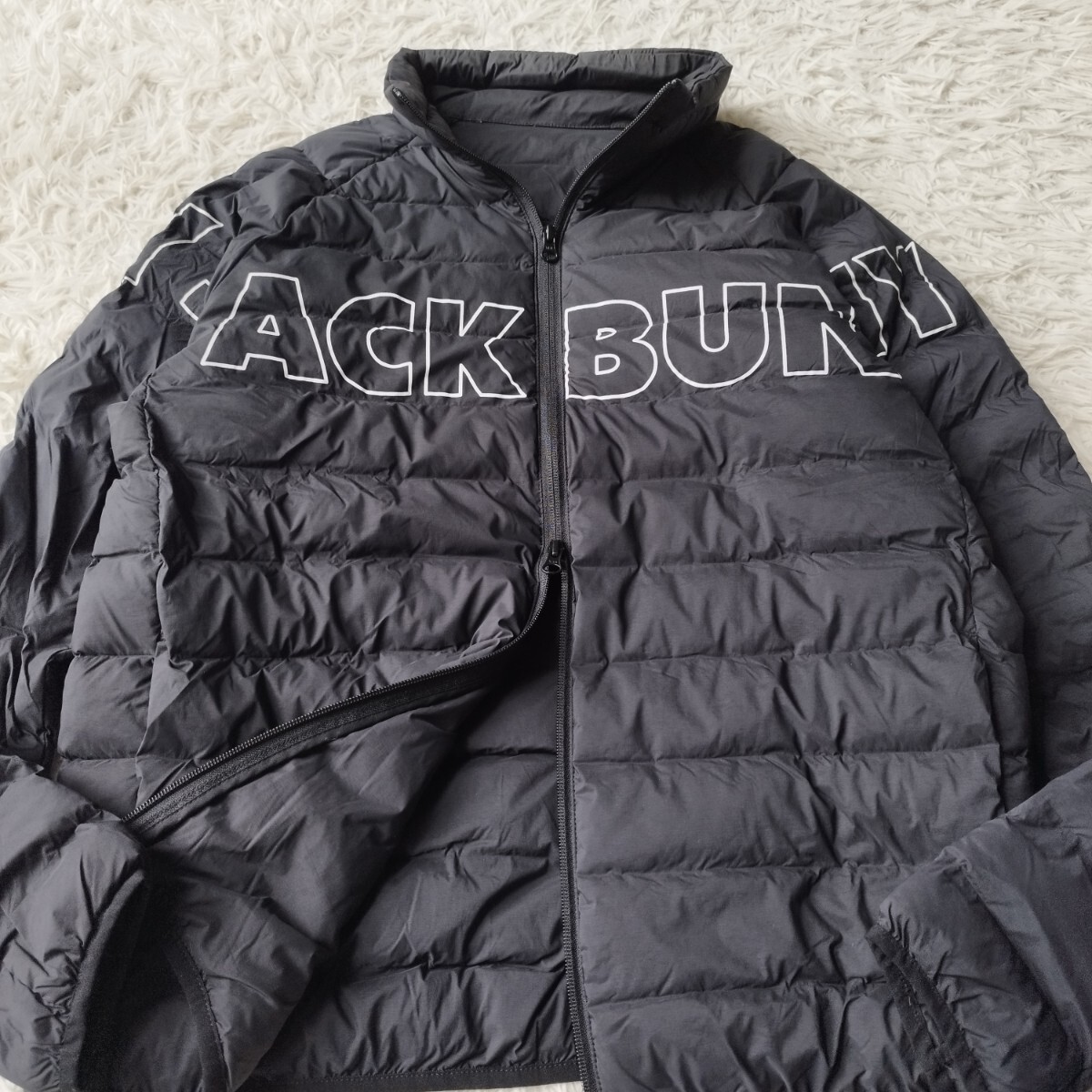 【美品 希少XL】 Jack Bunny ジャックバニー 中綿 ジャケット ビッグロゴ ダブルジップ ライトダウン 黒 6 ゴルフウェア パーリーゲイツ拍卖