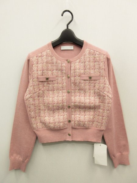 25年 セルフォード CELFORD★定価¥18700(税込)★未使用★ツィード ドッキング ニット カーディガン サイズ36拍卖