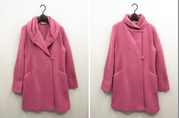 ユキコハナイ YUKIKOHANA★ウール混 デザイン衿コート◆サイズ10(9号位)拍卖