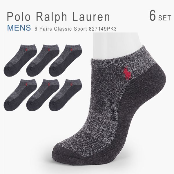 新品 ラルフローレン 靴下 メンズ くるぶしソックス ショートソックス 6足セット ポロ ブラック 黒 Polo Ralph Lauren 未使用 1円出品拍卖