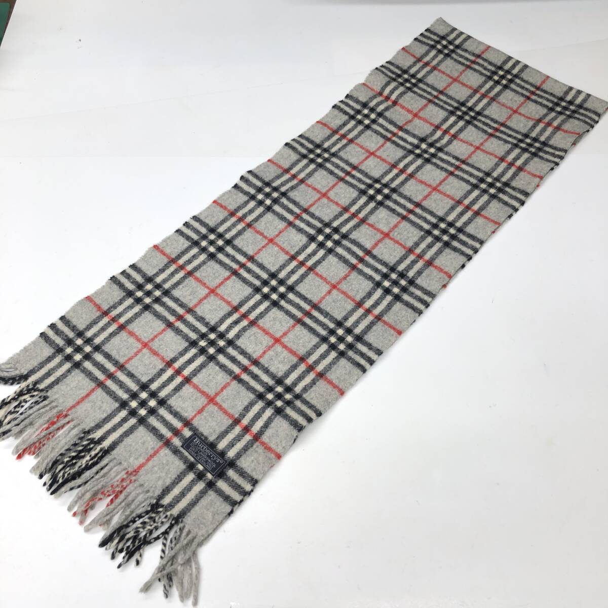 Burberrys バーバリーズ イングランド製 ラムウール マフラー グレー ノバチェック②拍卖