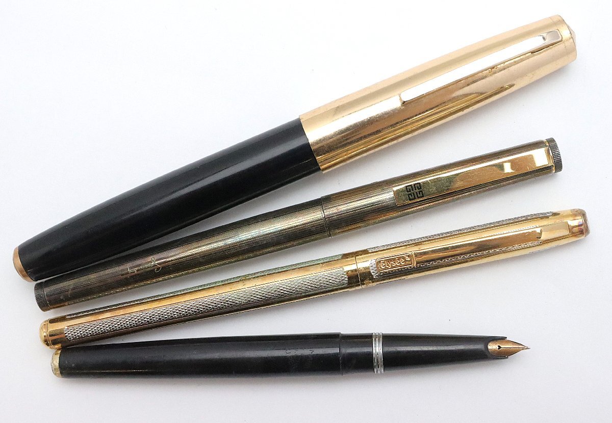 ジバンシィ GIVENCHY / ITOYA / elysee / S.S.S. 万年筆4点 ペン先14K 1点キャップなしジャンク品 ※筆記未確認 ◆おたからや【Y-PE03061】拍卖