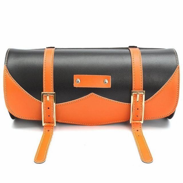 汎用 バイク フロント リア サイドバッグ 撥水 ベルト2本付き オレンジ拍卖