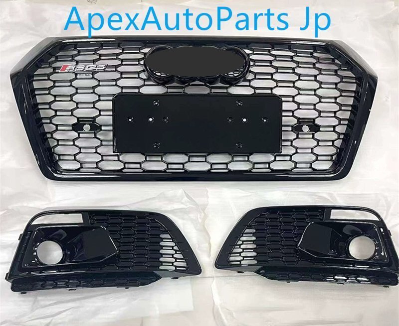 2018-2021 アウディQ5L RSQ5スタイル ハニカムグリル デビルフェイス Q5用フロントバンパーグリル エンブレム付き拍卖