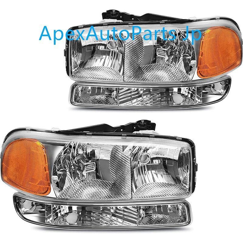 1999-2006年式 シボレー・シエラ(アメリカ仕様)用 ヘッドライト 純正ハロゲンセミアセンブリ メッキ仕様拍卖