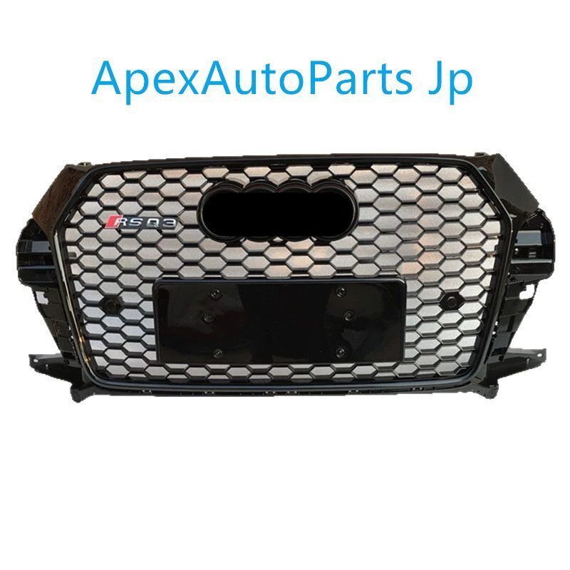 アウディQ3用RSQ3スタイルフロントグリル 2016-2018年モデル Q7アップグレードハニカムフロントバンパーグリル エンブレム付き拍卖