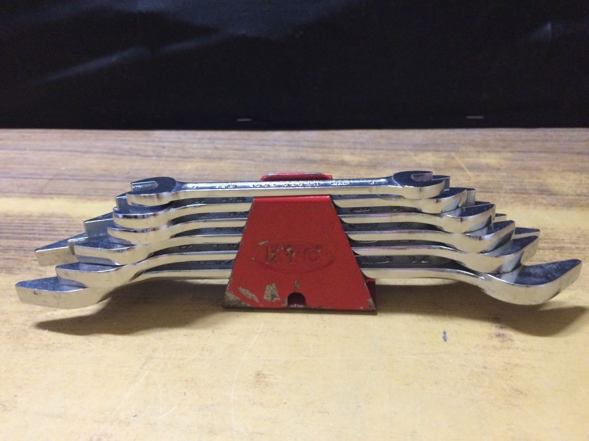 II2195 KTC 両口スパナ6点まとめて ホルダー付き ボルト,ナット緩め締付 /60拍卖