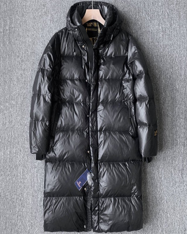 新品 DCKMANY 上質 ダウンコート メンズ 着丈100cm ロングコート フード付き ダウン90% 軽量 防寒 ダウンジャケット 冬服 艶黒C9827-L拍卖