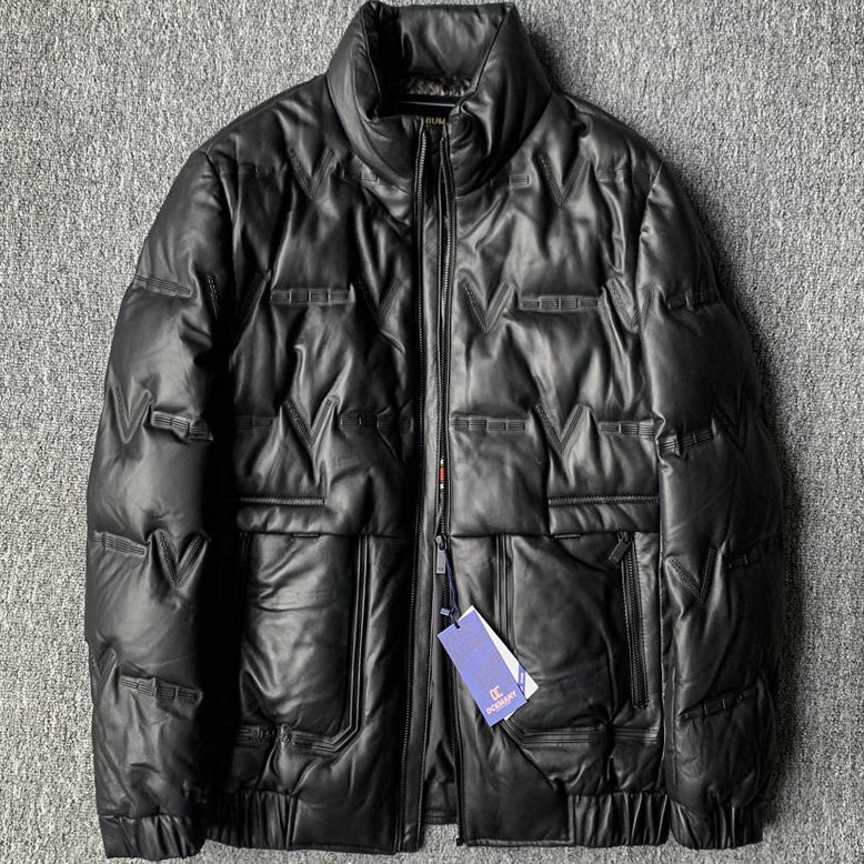 贅沢の極み 新品 DCKMANY イタリアレザー ダウンジャケット メンズ スイングトップ 羊革 ライダース 革ジャン 極地防寒 冬服 黒 E608-4XL拍卖