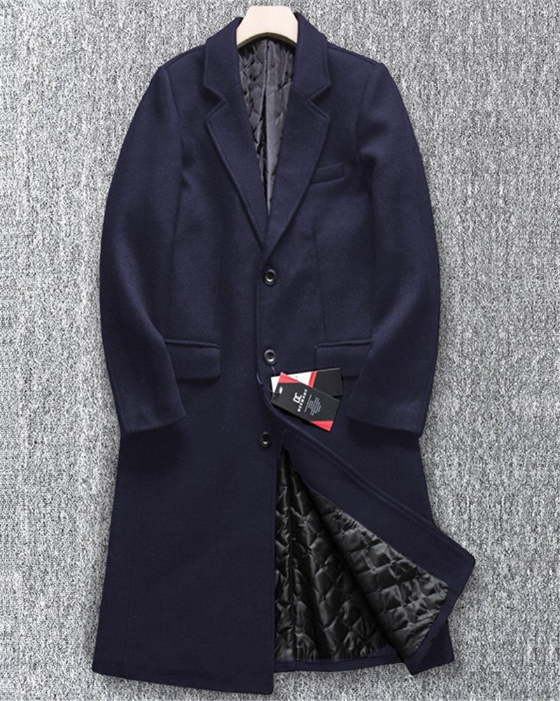 高級 逸品 DCKMANY 新品 ウールコート メンズ 中綿 チェスターコート 防寒 膝下 秋冬 紳士 ステンカラーコート ロングコート 紺 T9009-L拍卖