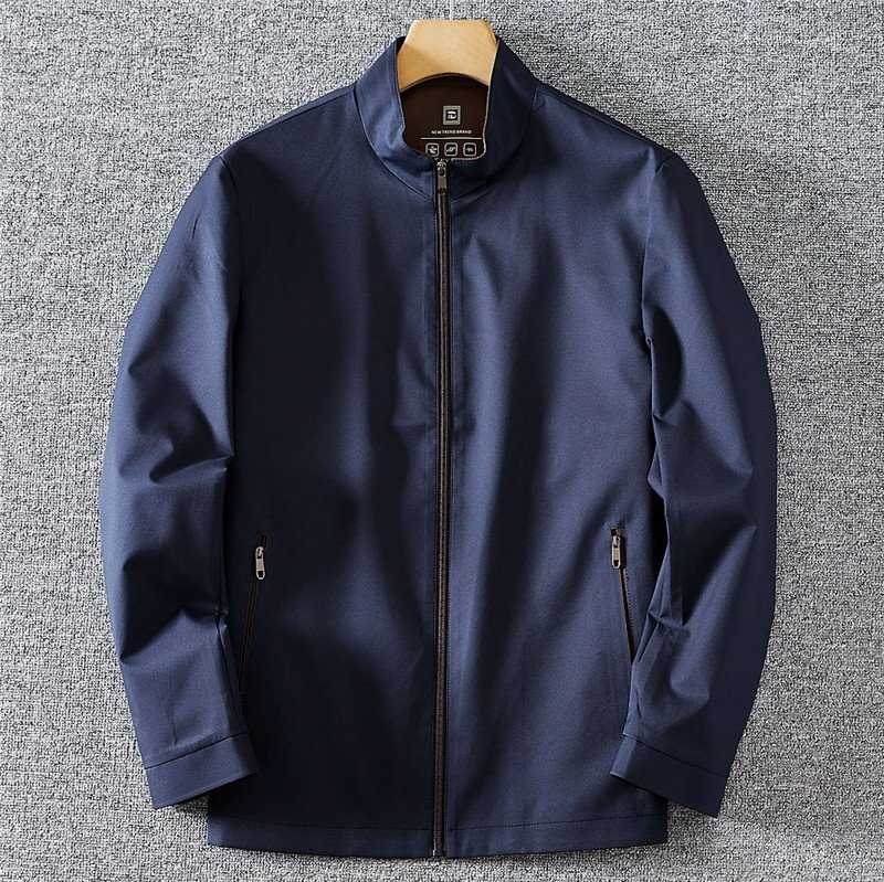 高級仕立て 国内未販売 新品 メンズ ビジネスジャケット 細身 春秋 スタンドカラー カジュアル ブルゾン アウター/紺色T8019-M拍卖