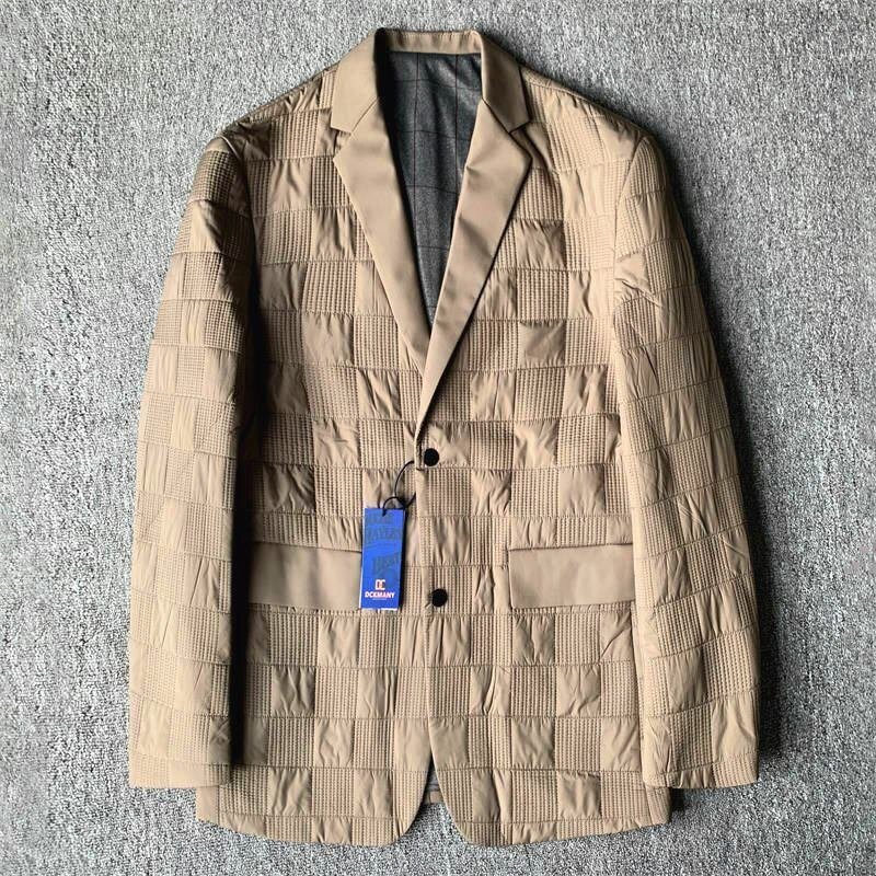 人気モデル EU製 DCKMANY新品テーラードジャケット メンズ 中綿 スーツ 秋冬ブレザー ダウンコットン ジャケット アウター/カーキB8376-2XL拍卖