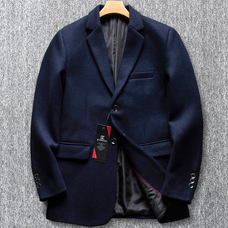 新品 DCKMANY ウールスーツ テーラードジャケット 毛織 メンズ スーツジャケット アウター 秋冬 厚手 紳士 ビジネス ブレザー 紺 T5134-2XL拍卖