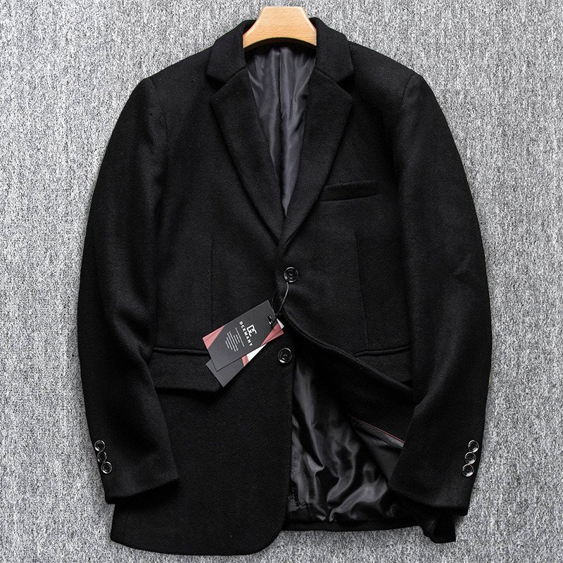 新品 DCKMANY ウールスーツ テーラードジャケット 毛織 メンズ スーツジャケット アウター 秋冬 厚手 紳士 ビジネス ブレザー 黒 T5135-2XL拍卖