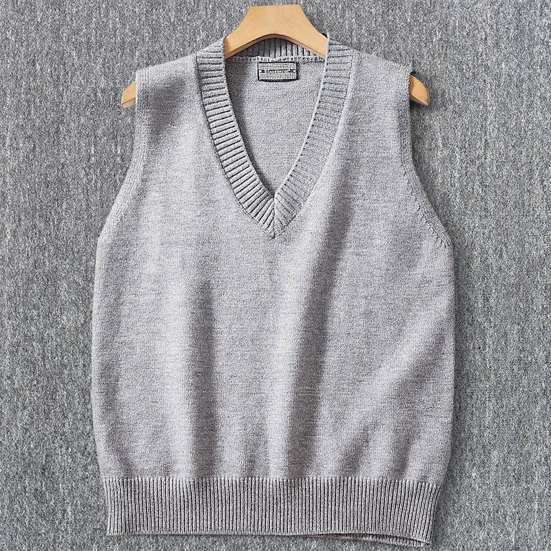 新品 DCKMANY 上品 ウール混 秋冬 袖なし ベスト メンズ Vネック ニットベスト 春秋 快適 暖かい ニットセーター トップス 灰 T4035-3XL拍卖