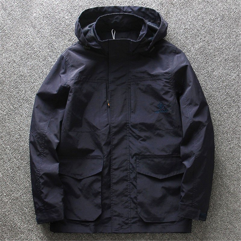 新品 マウンテンパーカー メンズ ウィンドブレーカー ジャケット 春秋 薄手 カジュアル 防風 撥水 ライトアウター マンパ/紺色T6138-XL拍卖