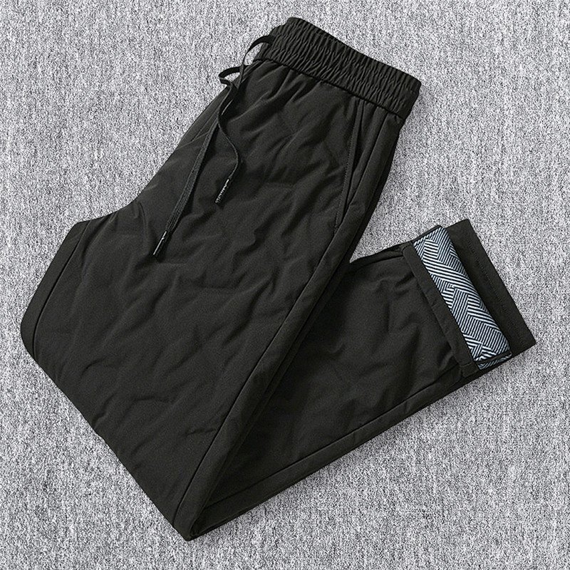 新品 ダウンパンツ 冬用 シームレス プレス 撥水 防風 極地防寒 厚手 ウエストゴム テーパードパンツ メンズスラックス 黒 T7133-L拍卖