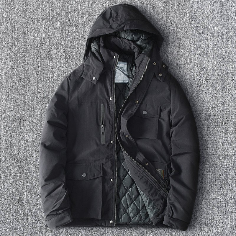 欧米サイズ 国内未販売 新品 中綿ジャケット 秋冬 メンズ キルティング 多ポケット 極暖 防風 撥水 取り外し可能なフード 黒 T9003-L拍卖