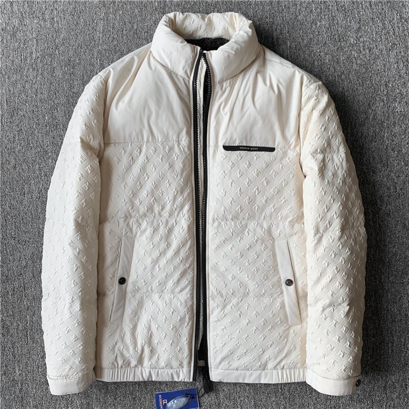 新品 DCKMANY 上品 メンズダウンジャケット 軽量 暖かい ダウン90% 超防寒 立ち襟 防風 厚 エンボス加工 アウター ホワイト C9817-XL拍卖