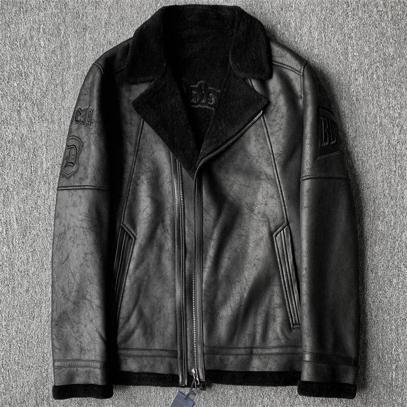 最高級 DCKMANY新品 上質裹地ウールジャケット・毛皮 メンズ スエードジャケット ファー コート 冬服 防寒 イダースジャケット/黒T6526-2XL拍卖