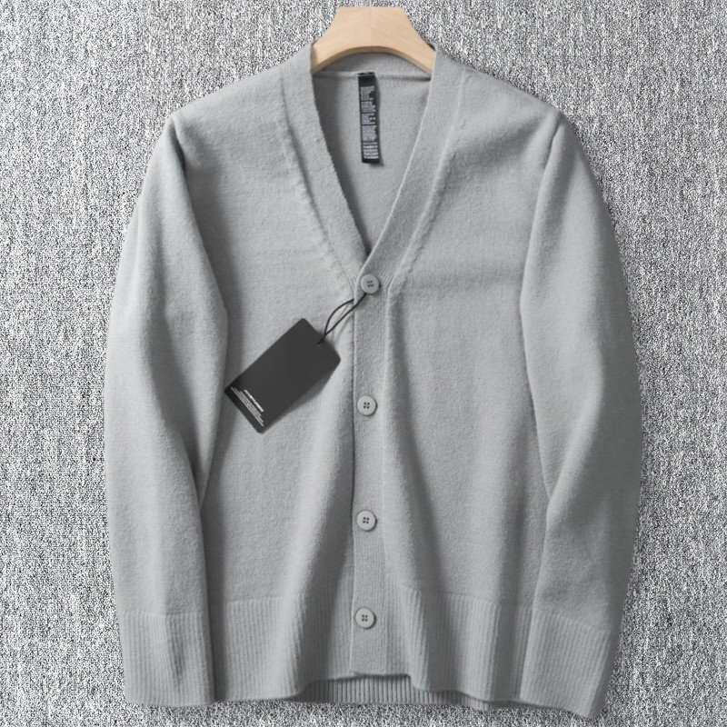 新品 DCKMANY 高級 ウール混 メンズ カーディガン 厚手 保温 秋冬 柔らかな カジュアル ビジカジ ニット カシミヤセーター 灰 T8012-L拍卖