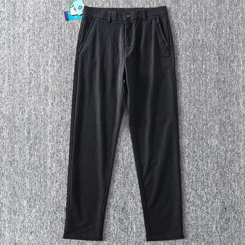 新品 リブ編み ニット コーデュロイ テーパードパンツ ストレッチ メンズスラックス 秋冬 厚手 ウエストゴム ロングパンツ 黒 T7137-M拍卖