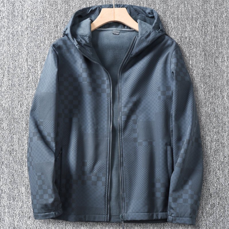 超人気 国内未販売 新品 フード付きジャケット 防風 撥水 アウトドア 裏起毛 秋冬 ハイキング メンズ ソフトシェルジャケット 灰 T8016-2XL拍卖