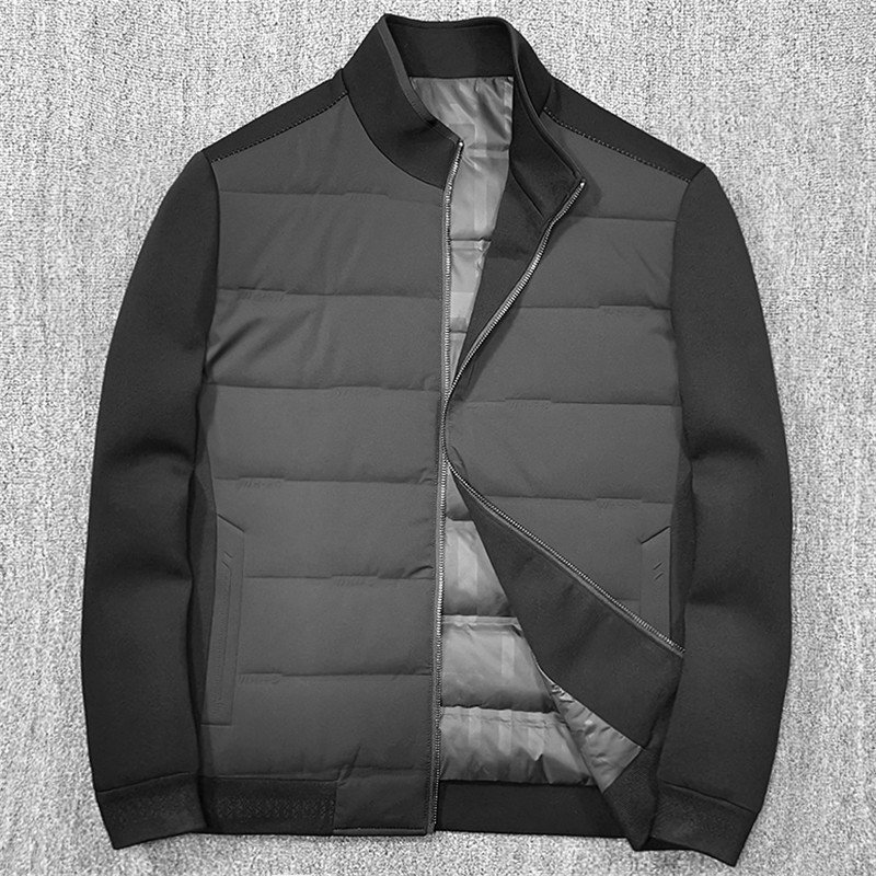 上級 国内未販売 新品 メンズ ダウンジャケット ダウン90% 防風 軽量 防寒 切り替え グースダウン ジャケット 厚手 コート 黒 T1382-3XL拍卖