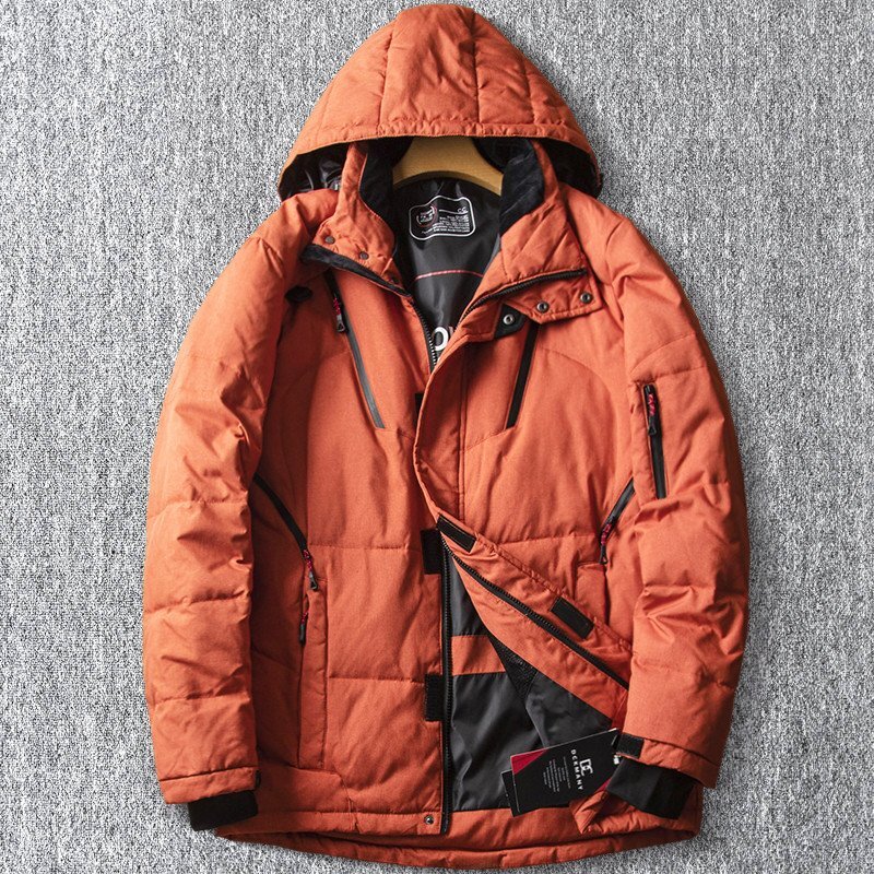 新品 DCKMANY ダウンジャケット スタンドカラー ハイネック フード付き 厚手 冬服 防寒 秋 冬 メンズ アウター ダウン オレンジ E9811-2XL拍卖