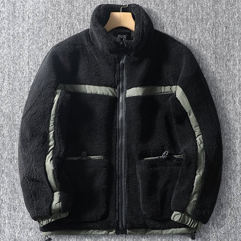 新品 フリースジャケット 切り替え デザイナーズ 秋冬 カジュアル スタンドカラー 極暖 裏ボア 防風 厚手 柔らかい メンズ 黒 T8172-M拍卖
