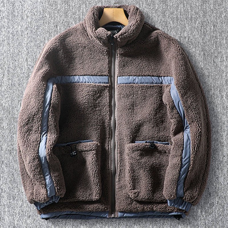 新品 フリースジャケット 切り替え デザイナーズ 秋冬 カジュアル スタンドカラー 極暖 防風 厚手 柔らかい メンズ カーキ T8173-L拍卖