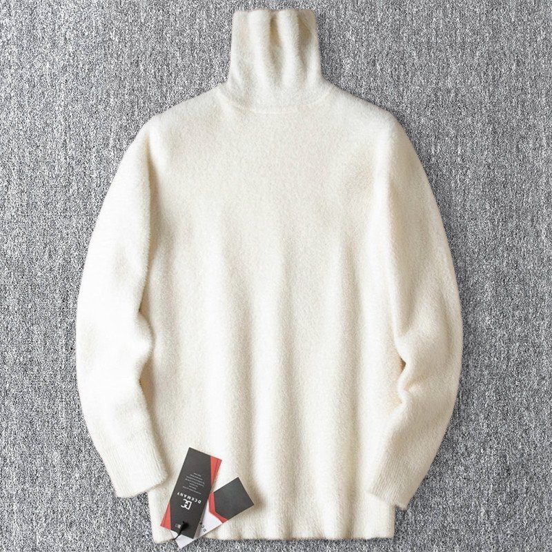 新品 DCKMANY ウール混 ニット セーター ハイネック 厚手 洗える メンズ 秋冬 暖かい 柔らかい ストレッチ プルオーバー 白 T9031-L拍卖