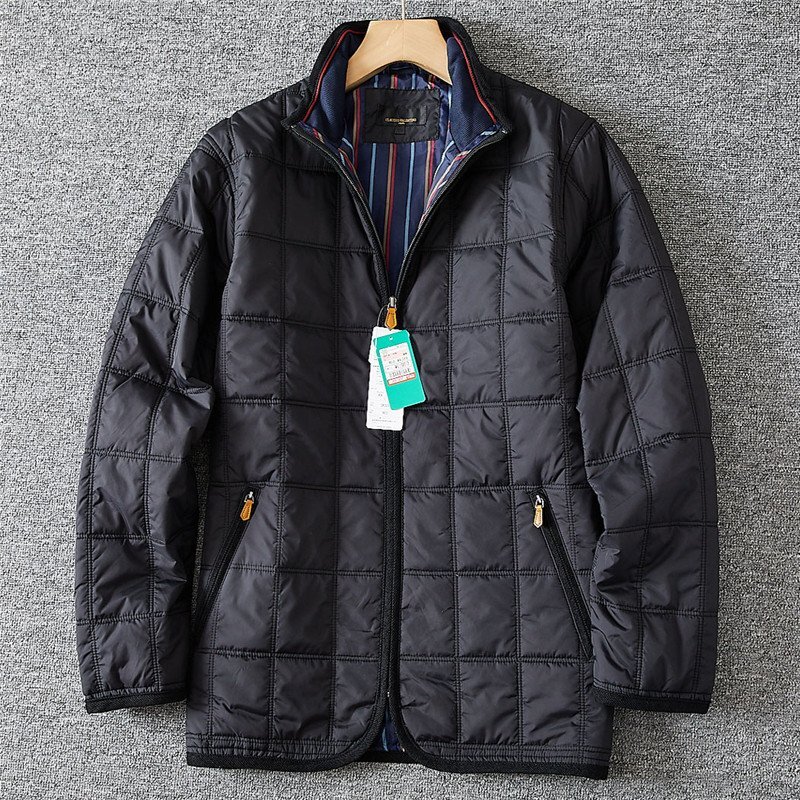 新品 国内未販売 ジャケット キルティング メンズ 中綿 撥水 立ち襟 秋冬 軽量 薄手 暖かい 軽便 ブルゾン ブルゾン一 黒 T4001-M拍卖