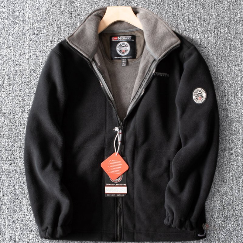 新品 国内未販売 ジャケット デザイナーズ フリース 暖かさ 裏ボア 厚手 メンズ シェニール 秋冬 フリース ブルゾン アウター 黒 T5166-XL拍卖