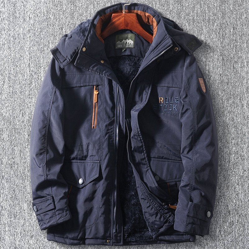 新品 大きいサイズ 極暖 中綿ジャケット 裏起毛 防寒 フード取り外し可能 厚手 防風 暖かい 多ポケット メンズ 冬服 コート 紺 T8150-XL拍卖