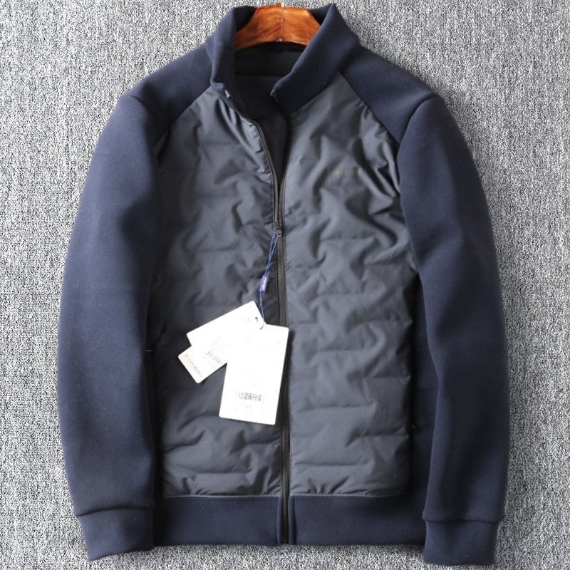 新品 DCKMANY ダウンジャケット スタンドカラー 切り替えスリーブ 秋冬 シームレスダウン 防風 冬服 保温 メンズ アウター 紺 T1193-XL拍卖