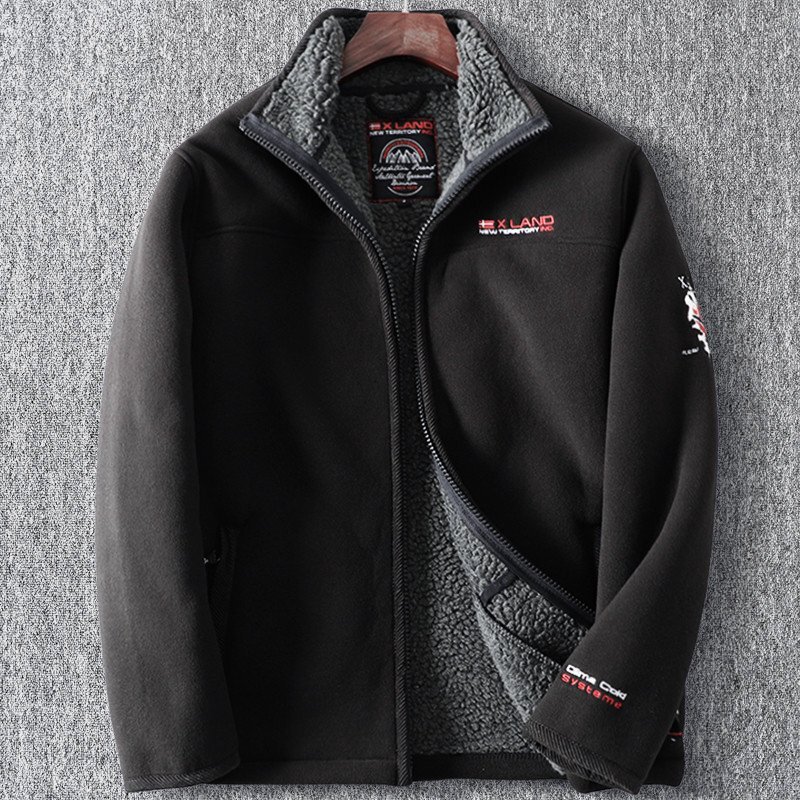 新品 フリース ジャケット ブルゾン トラックジャケット 裏ボア 厚手 防寒 裏暖 メンズ 秋冬 フードブルゾン アウター 黒 T1051-2XL拍卖