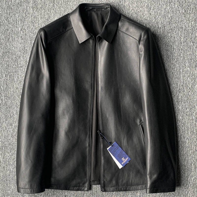 極上本革 新品 EU製 DCKMANY 上質羊革 イタリアレザー ジャケット メンズ 革ジャン ビジネス カジュアル 通勤 ラム ブルゾン 黒 E532-2XL拍卖