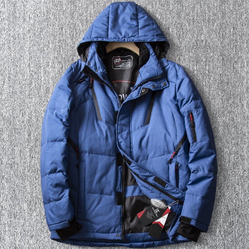 新品 DCKMANY ダウンジャケット スタンドカラー ハイネック フード付き 厚手 冬服 防寒 紳士 秋 冬 メンズ アウター ダウン 青 E9812-XL拍卖