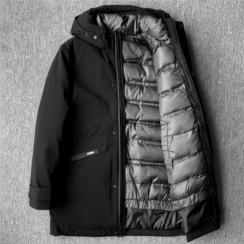 新品 DCKMANY ダウンジャケット ミドル丈 キルティング フーディー 極地防寒 防風 撥水 厚手 冬服 秋冬 メンズ ダウンコート 黒 E5530-XL拍卖